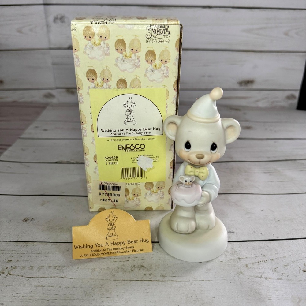 Precious Moments Wishing You a Happy Bear Hug Bear Figurine 1994 Enesco w Box‎